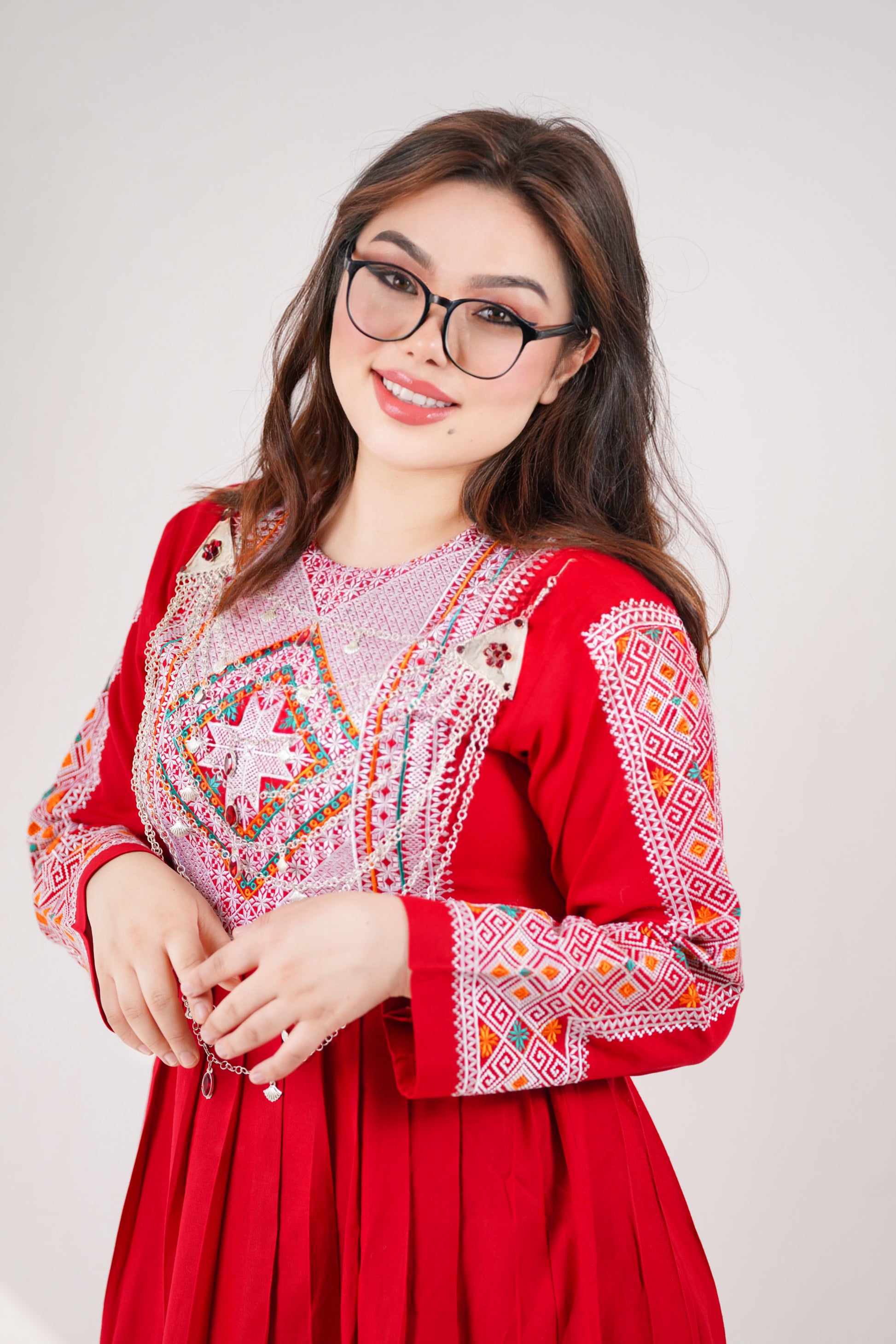 Shawl, New Design - Elegant Floral Design Red W22
