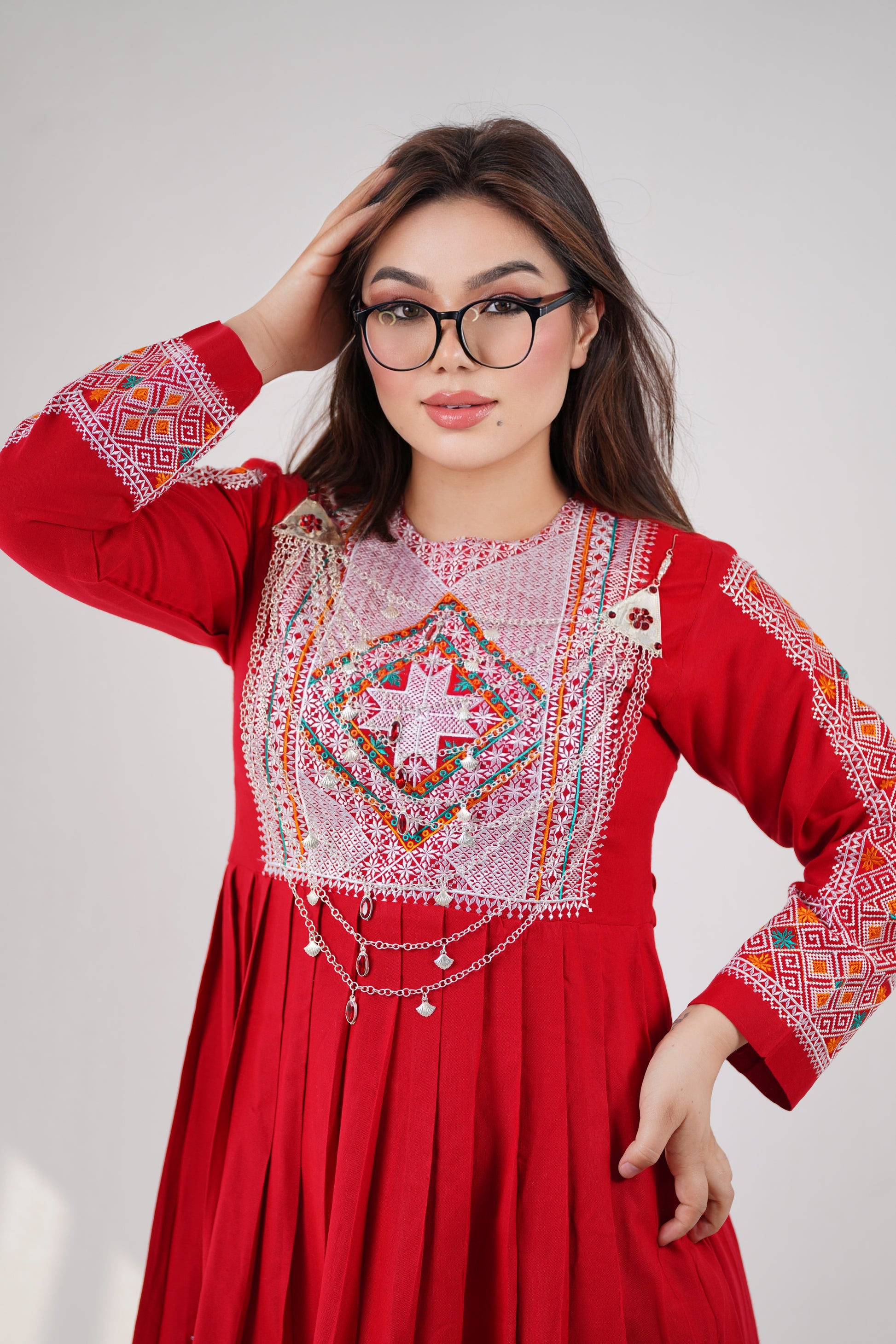 Shawl, New Design - Elegant Floral Design Red W22