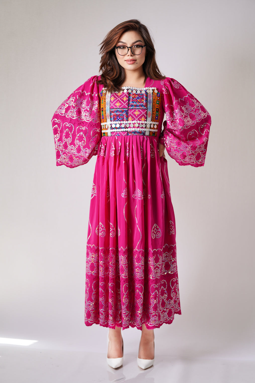Khall-Elegant Women's Hazaragi Design Dress - W18