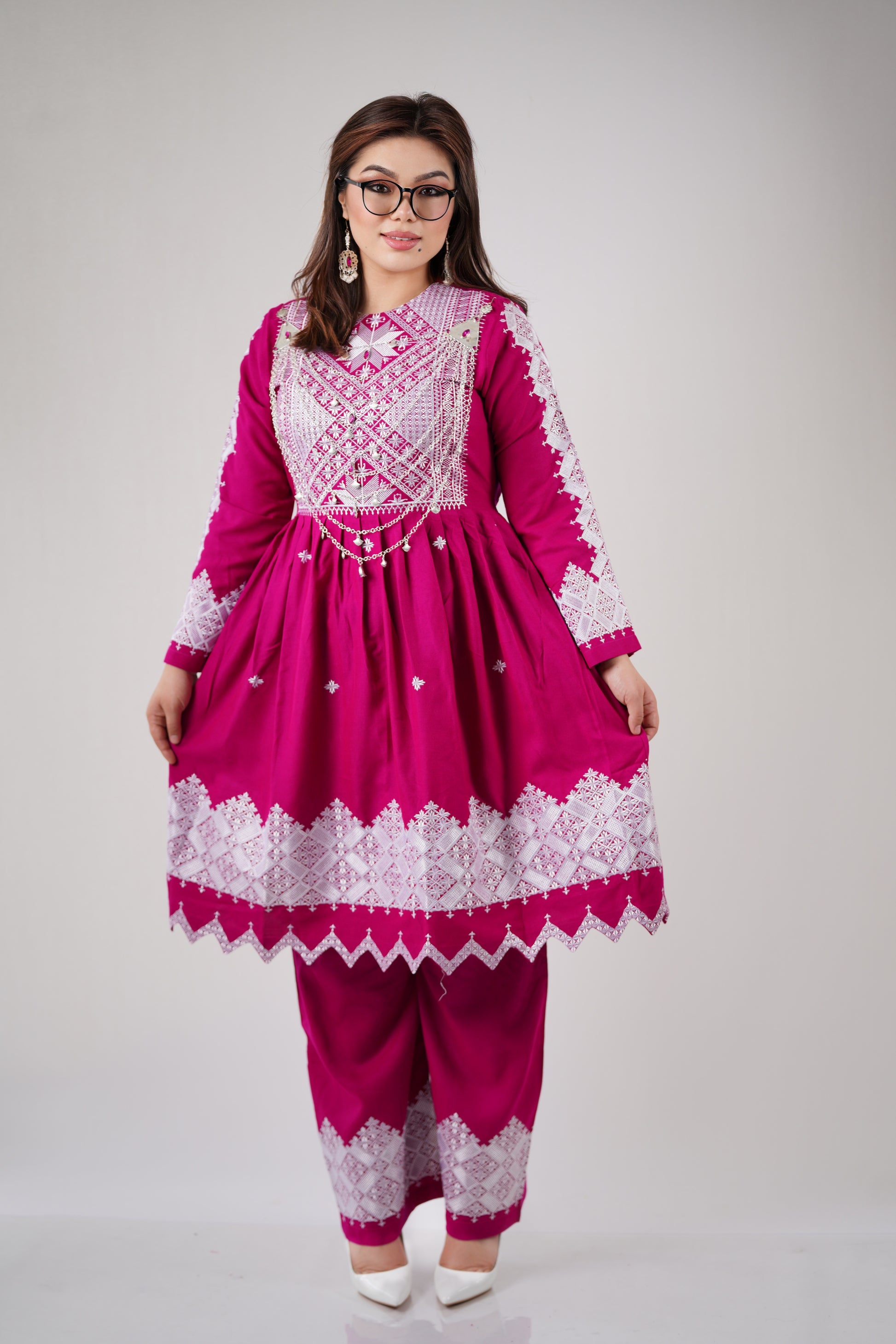 Pleasant Pink, New Stylish Hazaragi embroidered Shall - W22