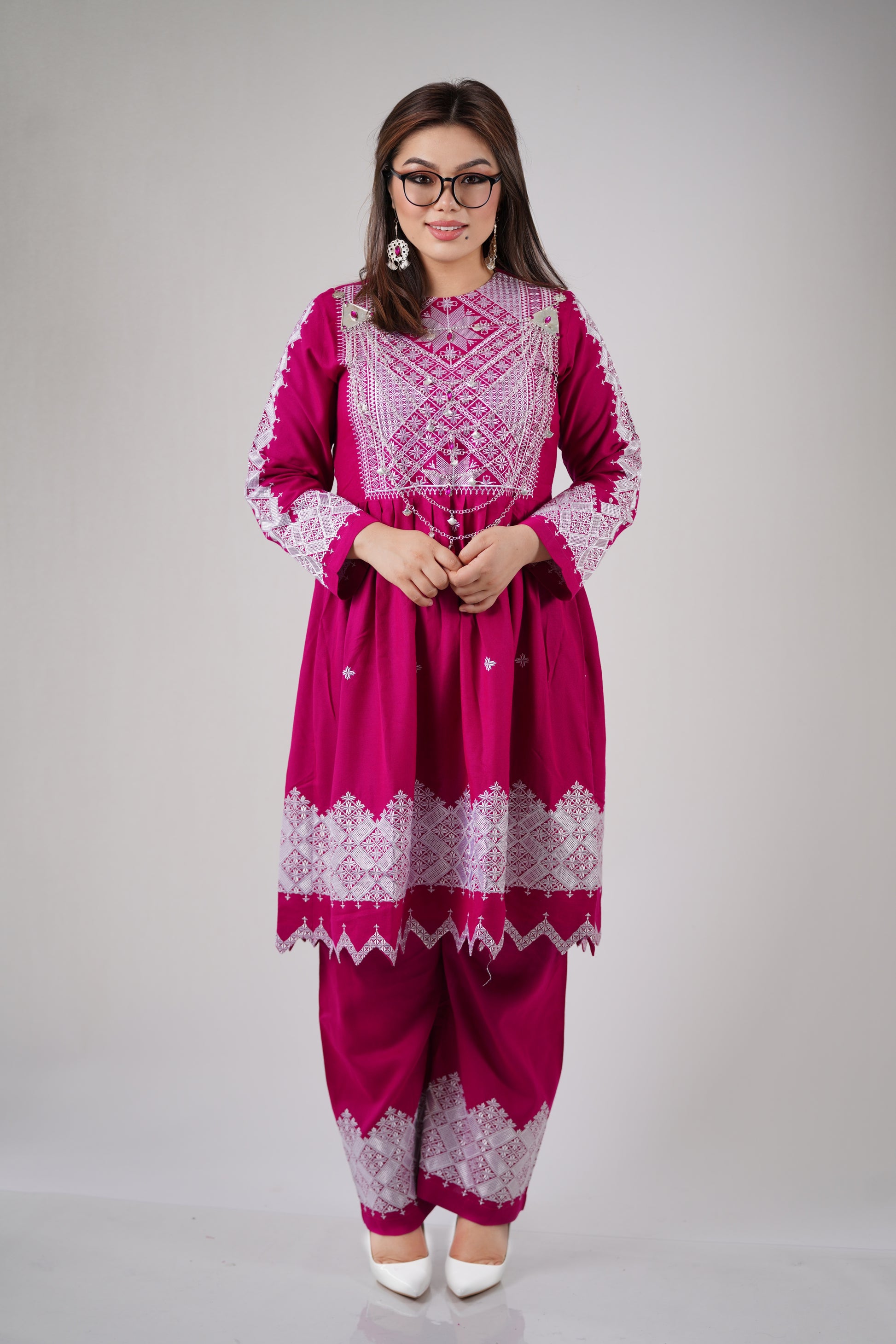 Pleasant Pink, New Stylish Hazaragi embroidered Shall - W22