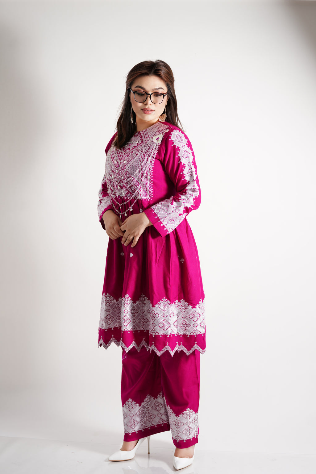 Pleasant Pink, New Stylish Hazaragi embroidered Shall - W22