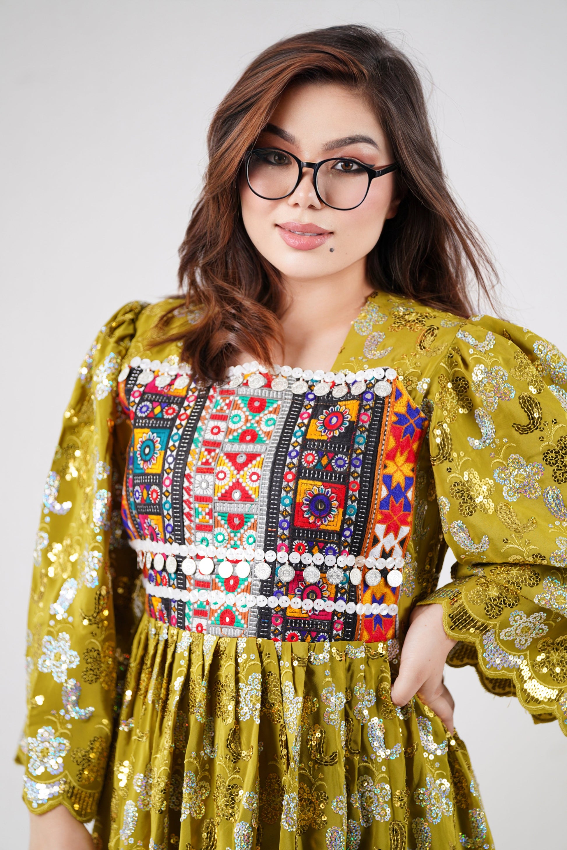 Khall-Elegant Women's Hazaragi Design Dress - W18