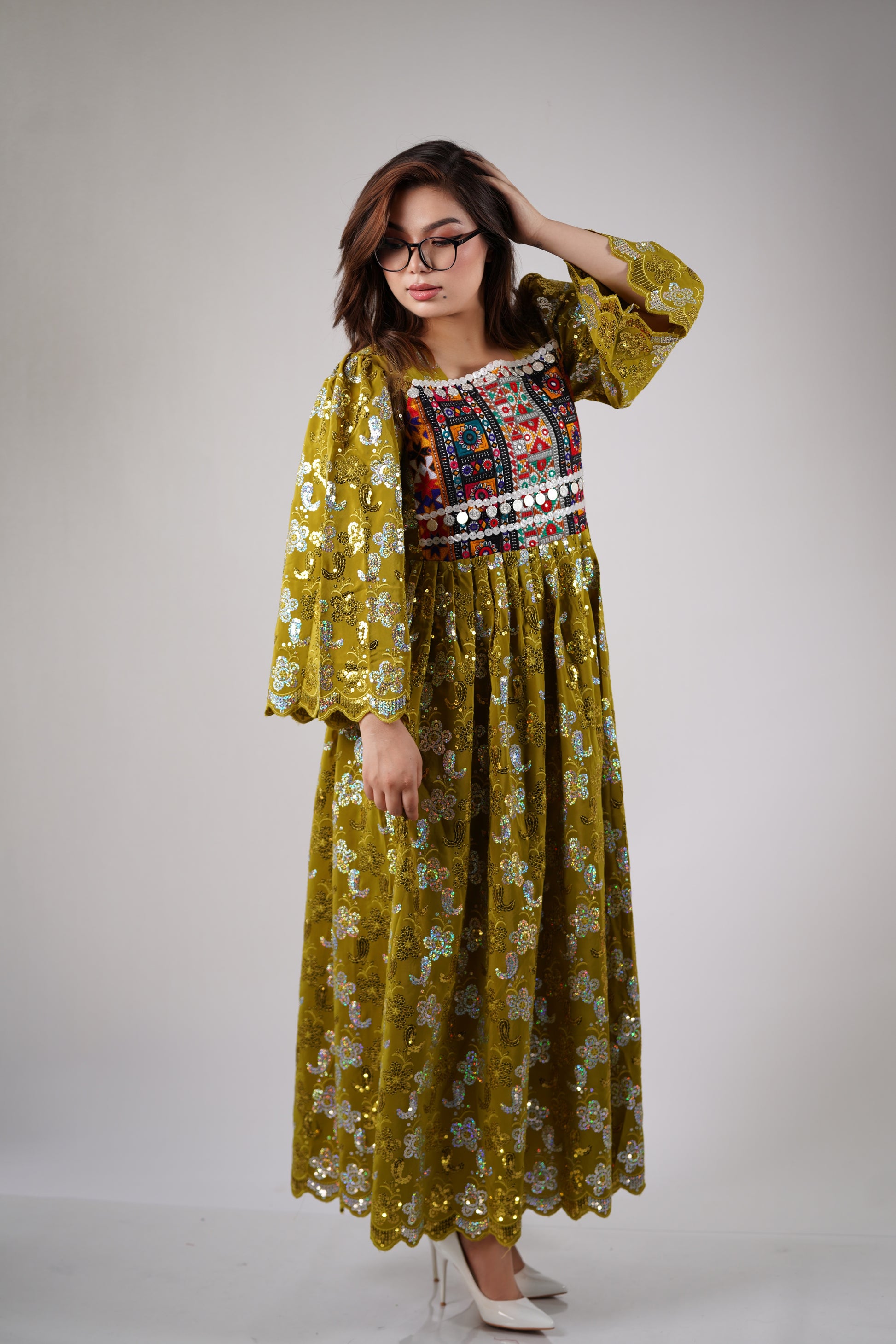 Khall-Elegant Women's Hazaragi Design Dress - W18