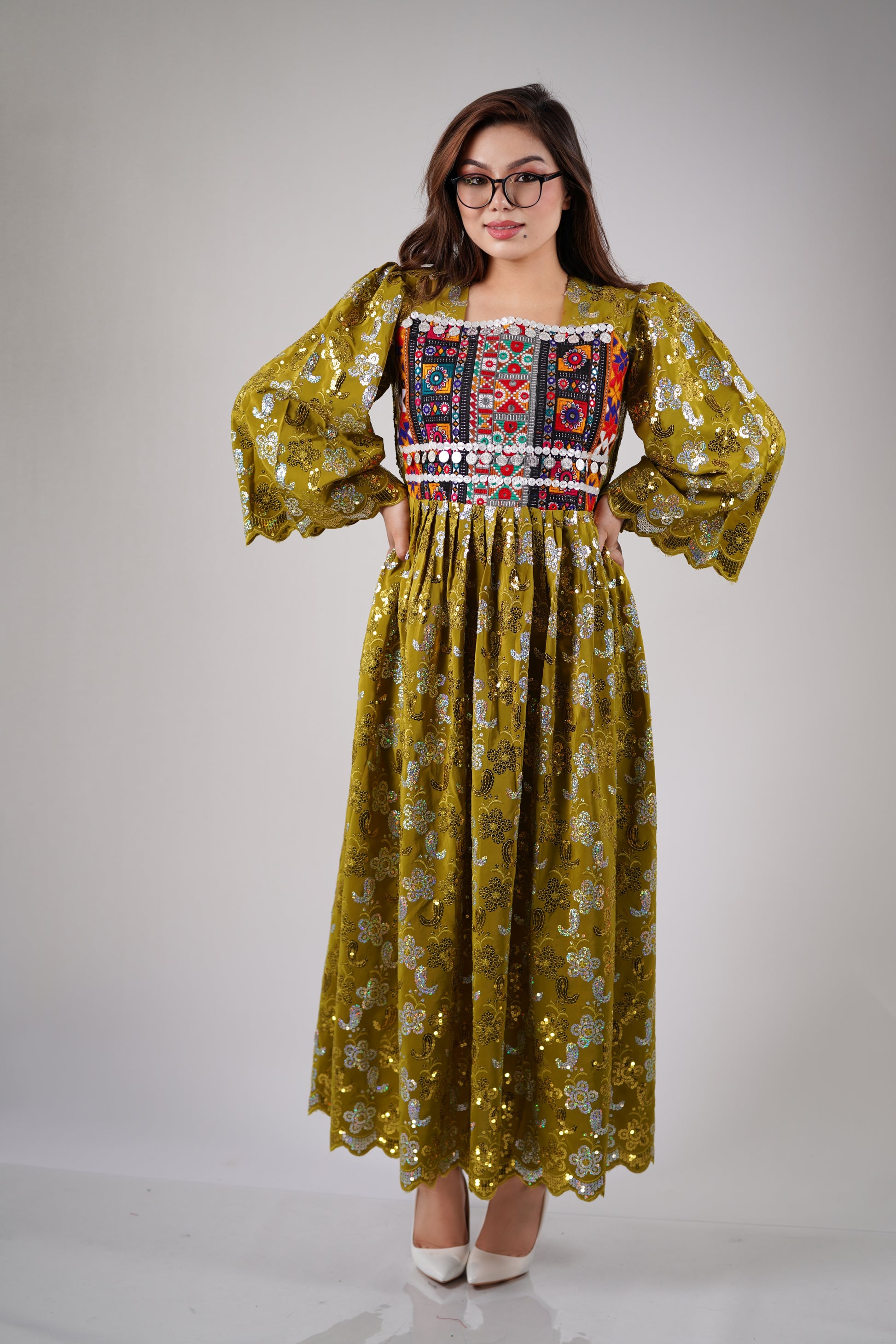 Khall-Elegant Women's Hazaragi Design Dress - W18